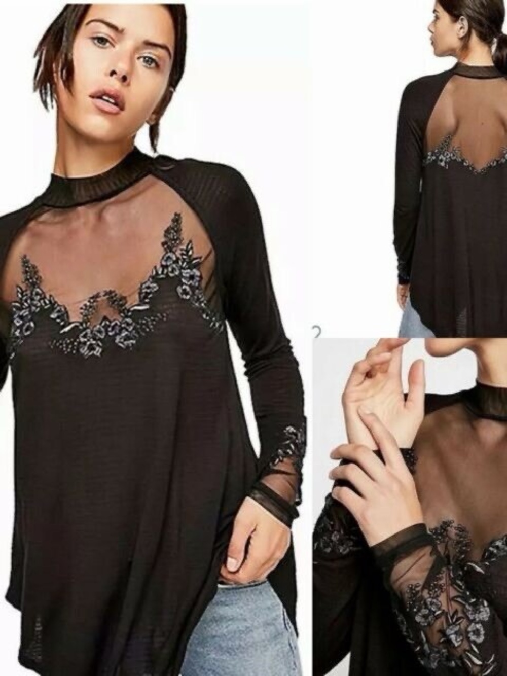Free People Saheli Embroidered Mesh Tunic
